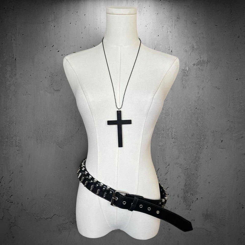 Warfare Bullet Belt & Wooden Cross Necklace Set